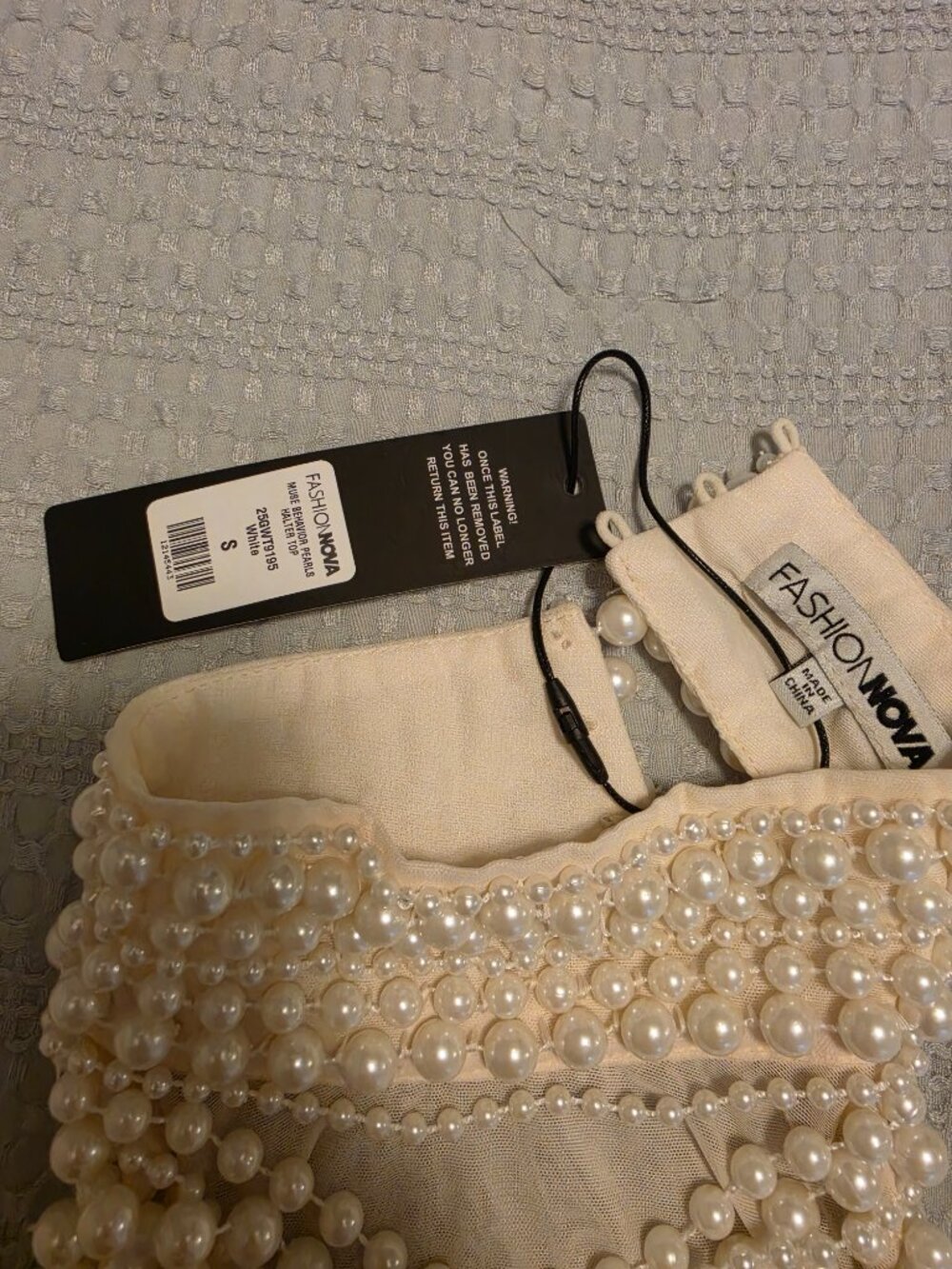 Fashion Nova Muse Behavior Pearls Halter Top - Picture 3 of 4